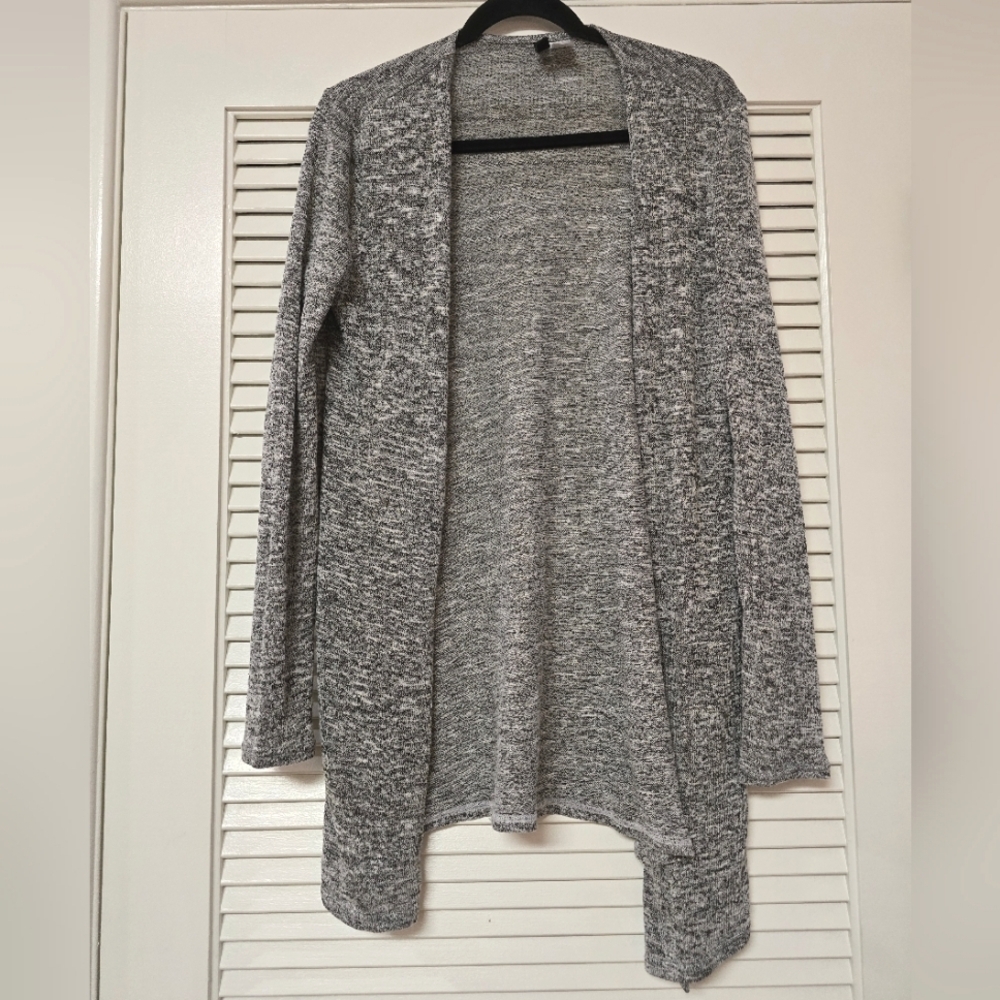 Divided - Grey & White Lightweight Open Cardigan Sweater